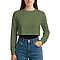 Cropped Long Sleeve Tee Heather Military Green