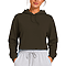 Fleece Pullover Cropped Hoodie Dark Olive