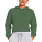 Fleece Pullover Cropped Hoodie Forest Green