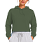 Fleece Pullover Cropped Hoodie Military Green