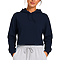 Fleece Pullover Cropped Hoodie Navy