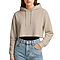 Fleece Pullover Cropped Hoodie Sand